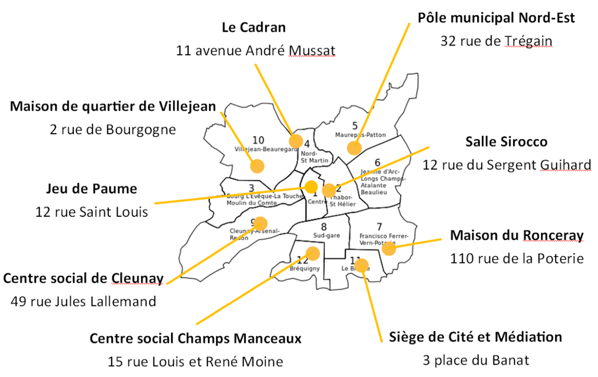 Carte des permanences Cité et Médiation - Rennes 2021
